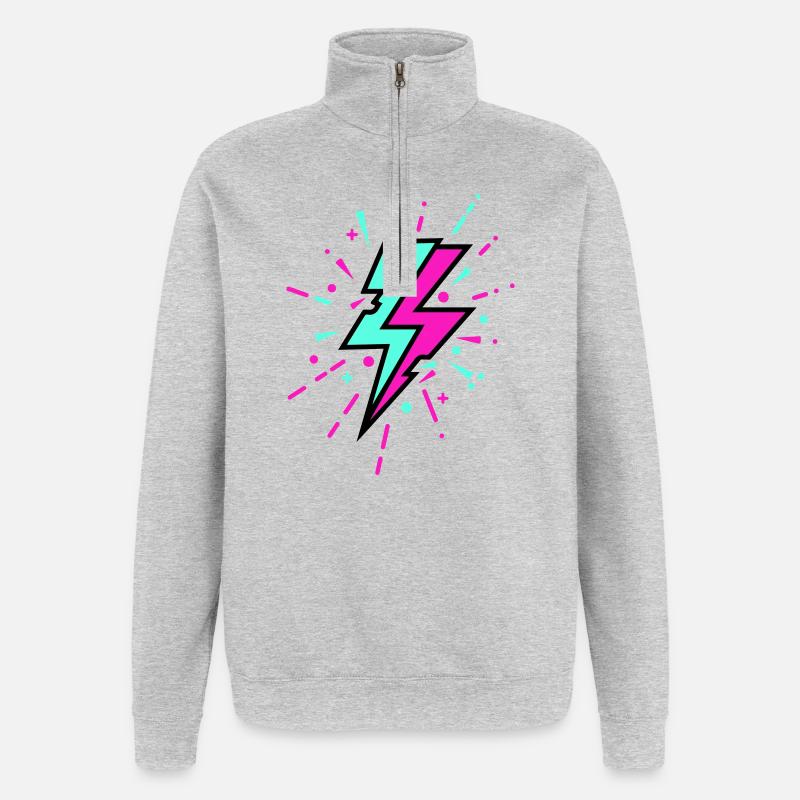 Retro Blitz bunten Stil - Quarter-Zip-Sweatshirt - Grau meliert