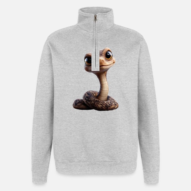 Schlange Python Kobra Klapperschlange Schlangen - Quarter-Zip-Sweatshirt - Grau meliert