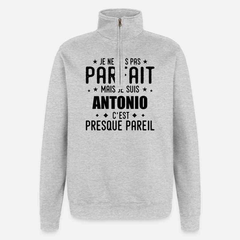 Antonio: authentisch, unvollkommen, oben, Perfektion - Quarter-Zip-Sweatshirt - Grau meliert
