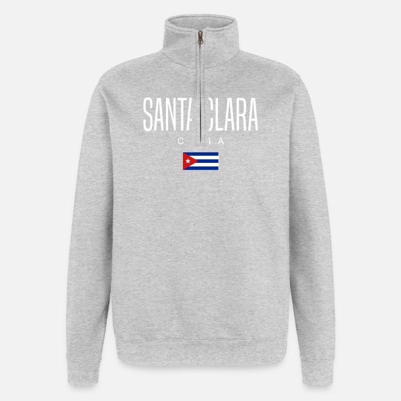 Santa Clara Cuba Cubains - Sweat à zip 1/4 - gris chiné