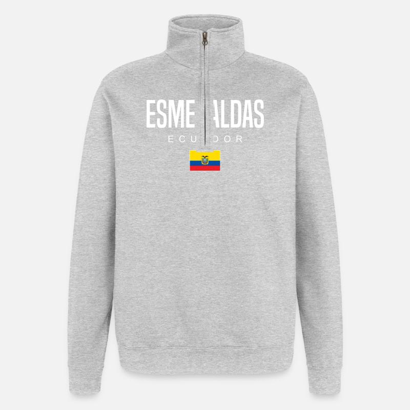 Esmeraldas Équateur Équatoriens - Sweat à zip 1/4 - gris chiné