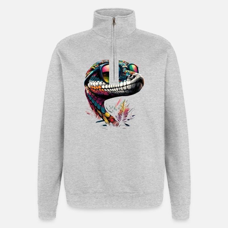 snake, python, cobra, rattlesnake, snakes - Quarter-Zip Sweatshirt - heather grey