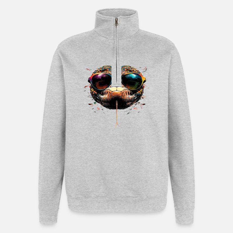 Schlange Python Kobra Klapperschlange Schlangen - Quarter-Zip-Sweatshirt - Grau meliert