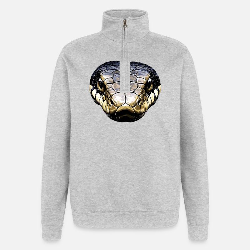 Schlange Python Kobra Klapperschlange Schlangen - Quarter-Zip-Sweatshirt - Grau meliert