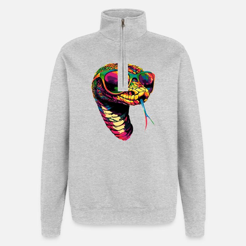 Schlange Python Kobra Klapperschlange Schlangen - Quarter-Zip-Sweatshirt - Grau meliert