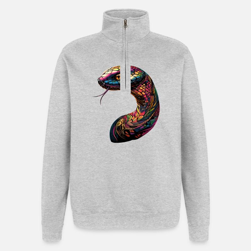snake, python, cobra, rattlesnake, snakes - Quarter-Zip Sweatshirt - heather grey