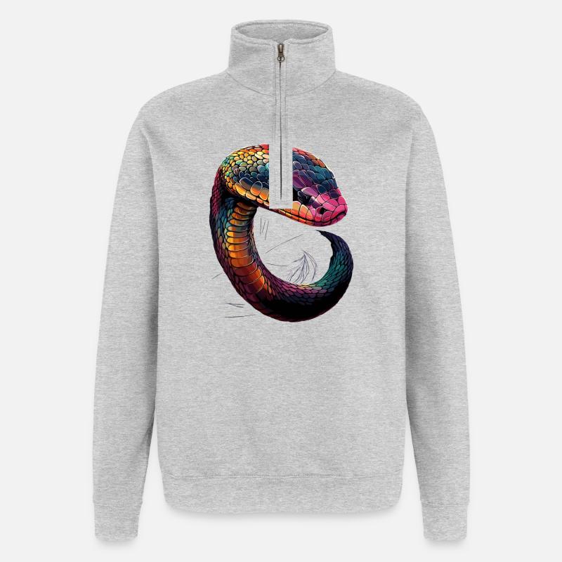 snake, python, cobra, rattlesnake, snakes - Quarter-Zip Sweatshirt - heather grey