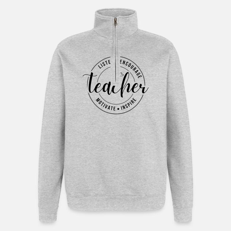 Insigne circulaire d’appréciation de l’enseignant - Sweat à zip 1/4 - gris chiné