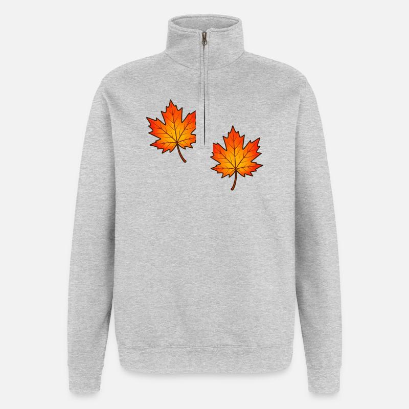 Illustration de feuilles d’érable d’automne - Sweat à zip 1/4 - gris chiné