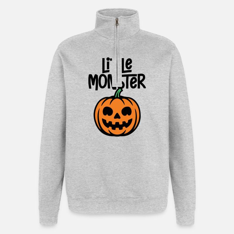 Kleines Monster - Quarter-Zip-Sweatshirt - Grau meliert