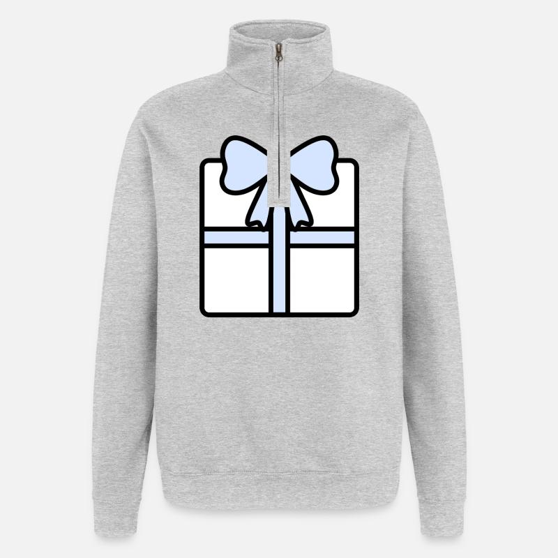 Boîte cadeau élégante avec ruban - Sweat à zip 1/4 - gris chiné