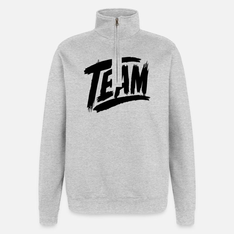 Lettrage d’équipe - Sweat à zip 1/4 - gris chiné