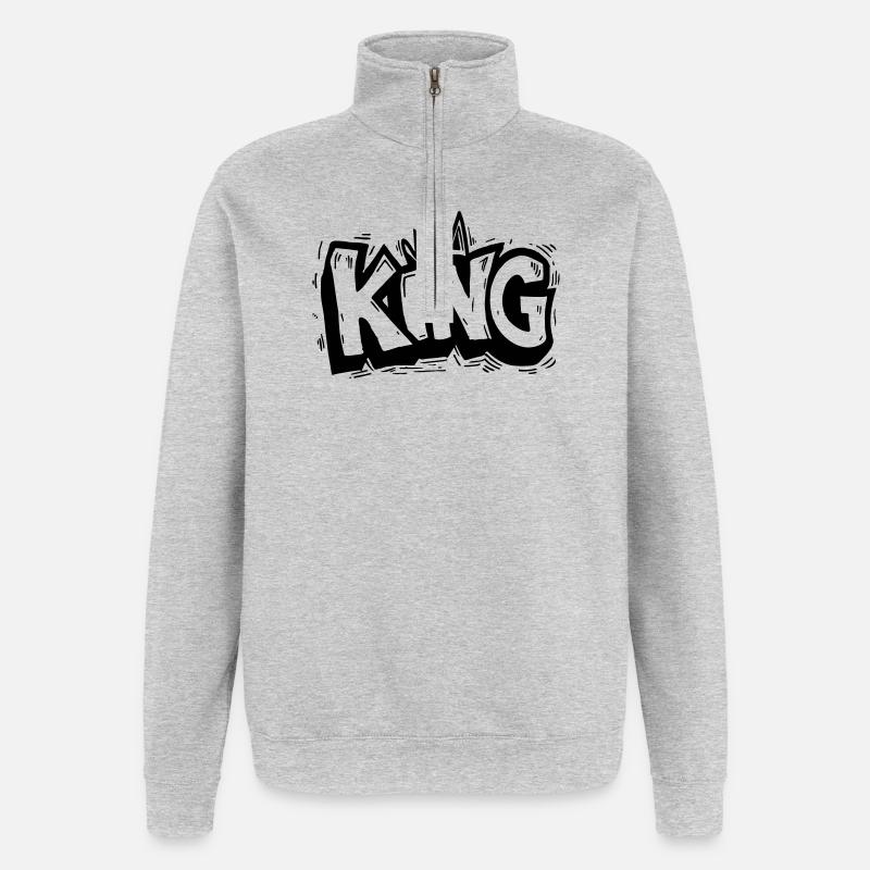 King Graffiti - Quarter-Zip Sweatshirt - heather grey