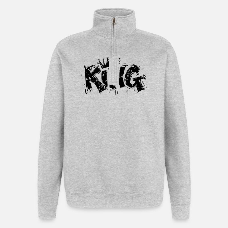 Lettrage King Graffiti - Sweat à zip 1/4 - gris chiné