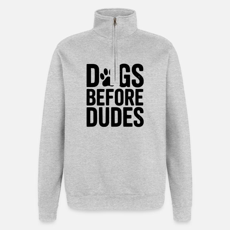 Hunde vor Kerlen - Quarter-Zip-Sweatshirt - Grau meliert