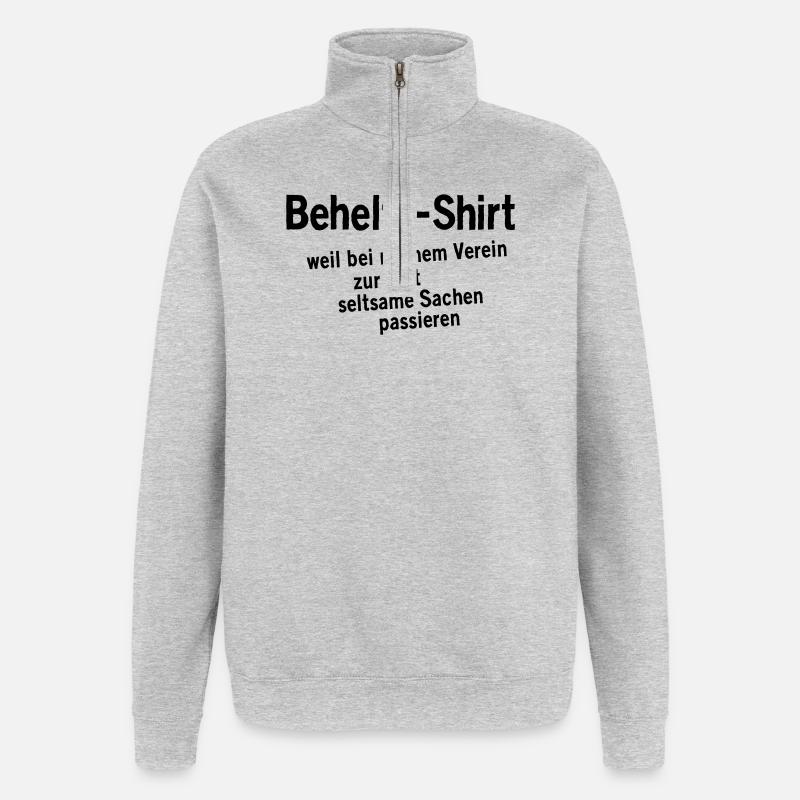 Behelfs-Shirt - Quarter-Zip-Sweatshirt - Grau meliert