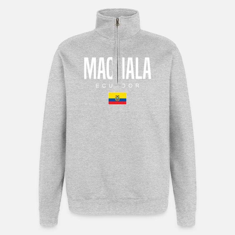 Machala Équateur Équatorien - Sweat à zip 1/4 - gris chiné