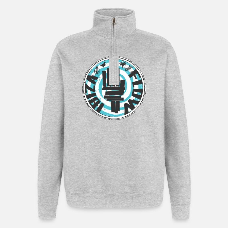 Kraftvolles Ibizadesign im Graffiti-Stil - Quarter-Zip-Sweatshirt - Grau meliert