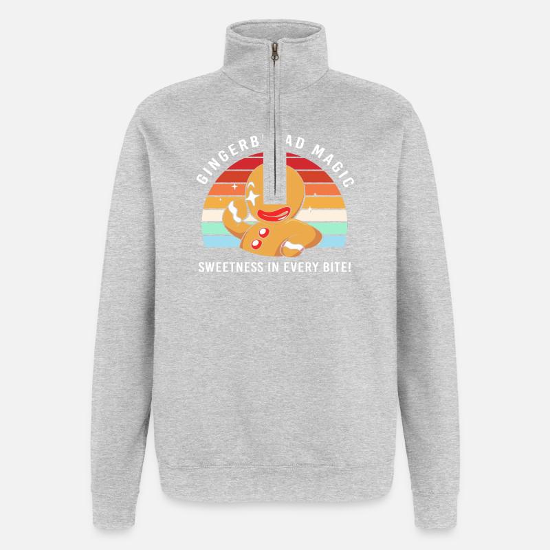 Gingerbread Christmas Ninja Gingerbread Man - Quarter-Zip Sweatshirt - heather grey