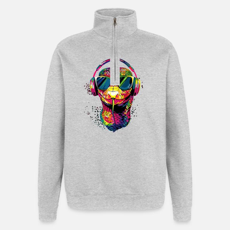 snake, python, cobra, rattlesnake, snakes - Quarter-Zip Sweatshirt - heather grey