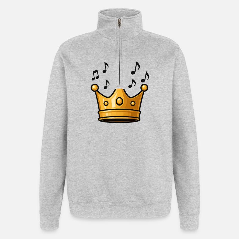 King's crown with musical elements - Quarter-Zip Sweatshirt - heather grey