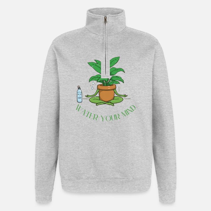 Water your mind - Meditation & innerer Frieden - Sweat à zip 1/4 - gris chiné