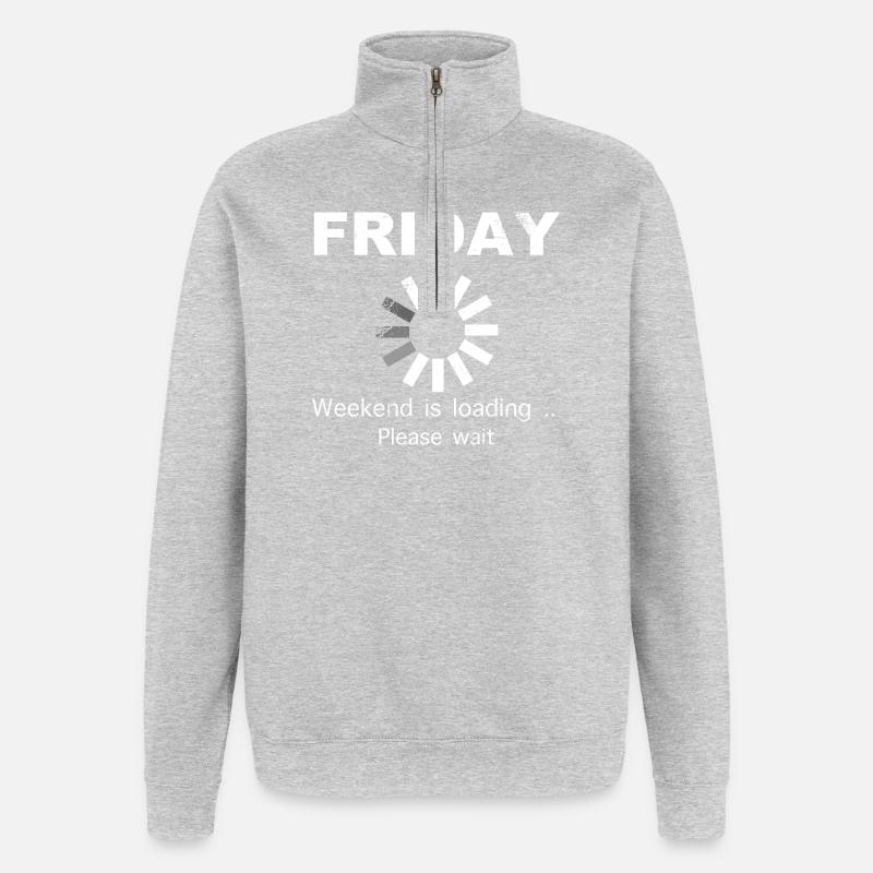 Friday Weekend Loading Spruch - Quarter-Zip-Sweatshirt - Grau meliert