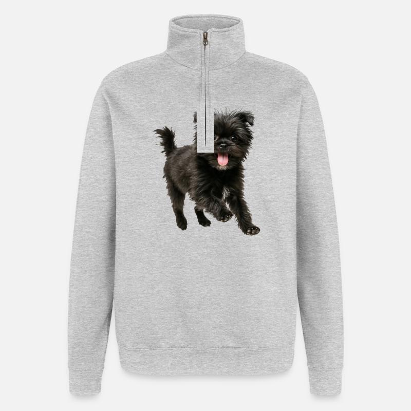 Affenpinscher - Sweat à zip 1/4 - gris chiné