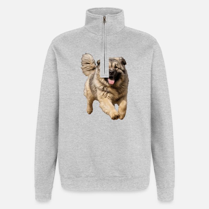 Kaukasischer Owtscharka - Quarter-Zip-Sweatshirt - Grau meliert
