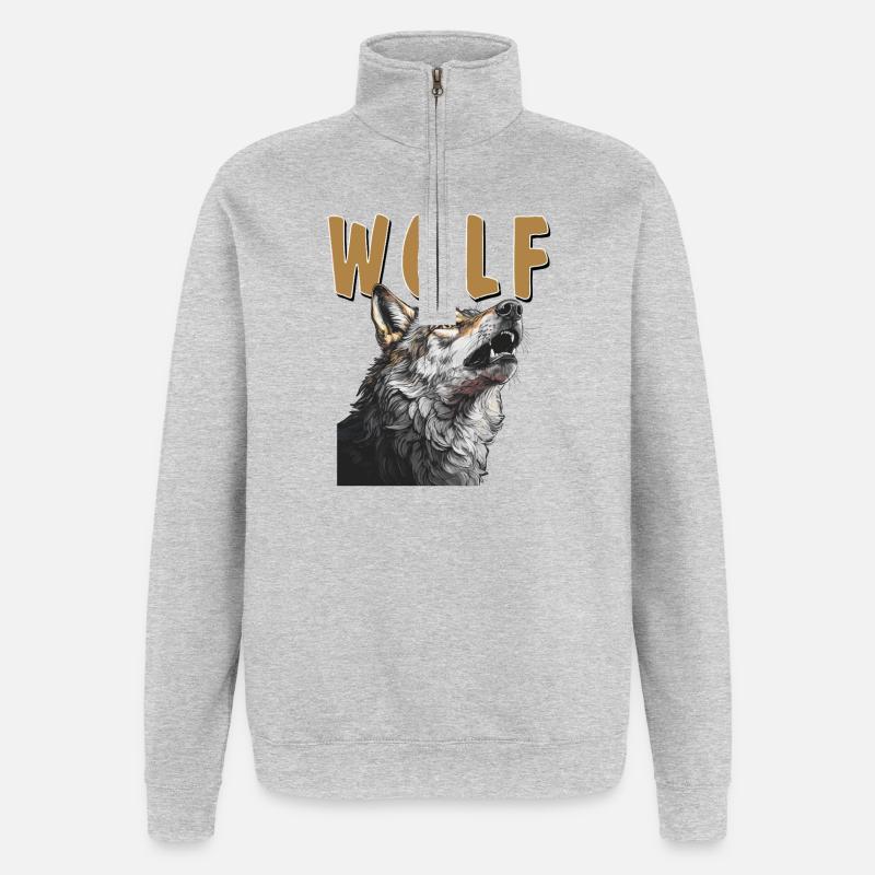 Wolf - Quarter-Zip Sweatshirt - heather grey