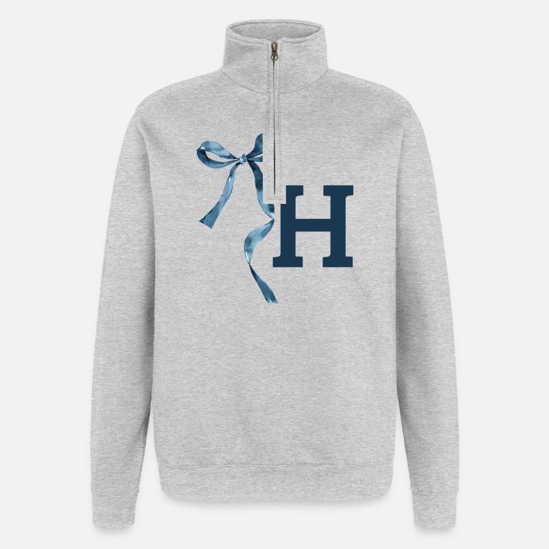 Monogram h gift idea - Quarter-Zip Sweatshirt - heather grey