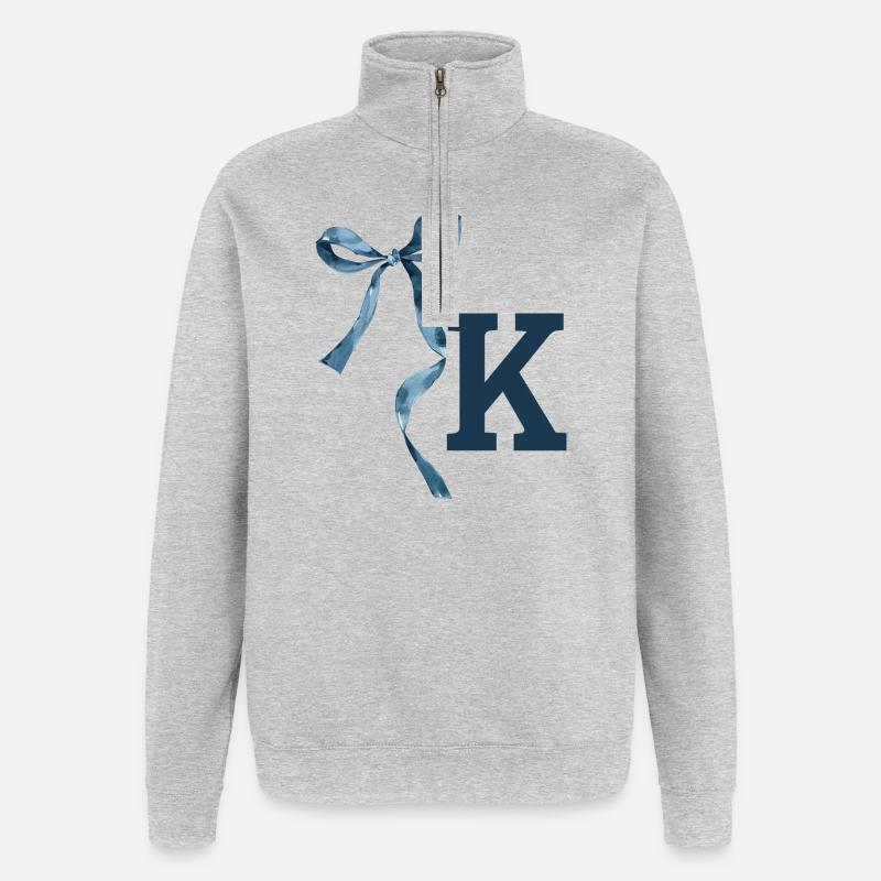 Monogram k gift idea - Quarter-Zip Sweatshirt - heather grey