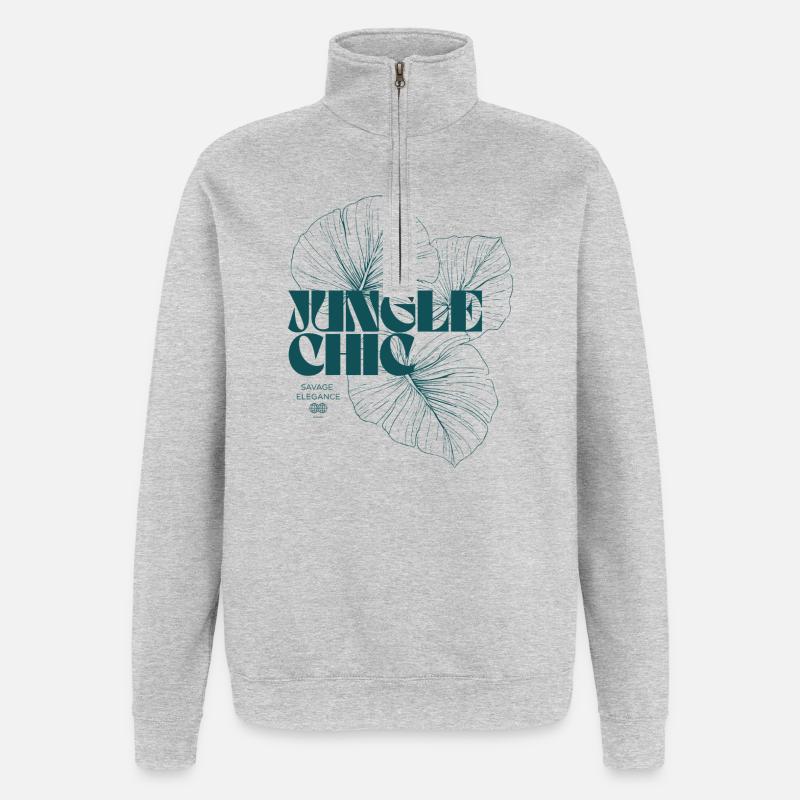 Botanical Jungle Monstera Leaf Pattern Design - Quarter-Zip Sweatshirt - heather grey