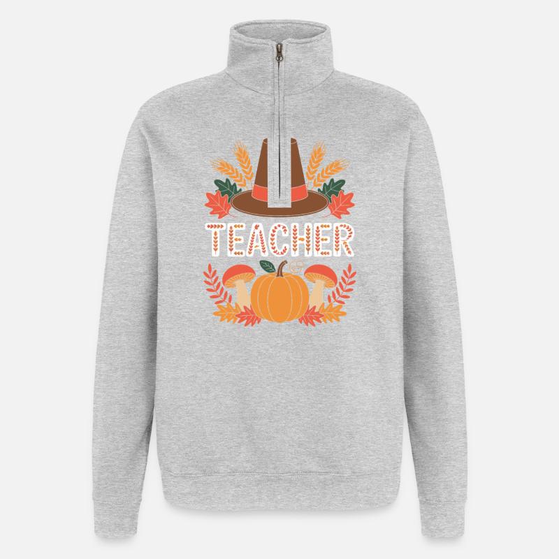 Enseignant Automne - Sweat à zip 1/4 - gris chiné