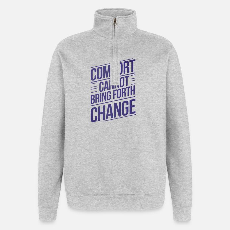 Renforcement du changement, Citation, Design - Sweat à zip 1/4 - gris chiné