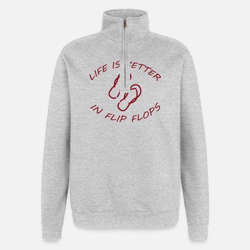 LIFE IS BETTER IN FLIP FLOPS - Quarter-Zip-Sweatshirt - Grau meliert