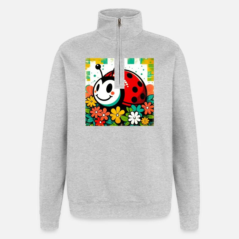 Marienkäfer - Quarter-Zip-Sweatshirt - Grau meliert