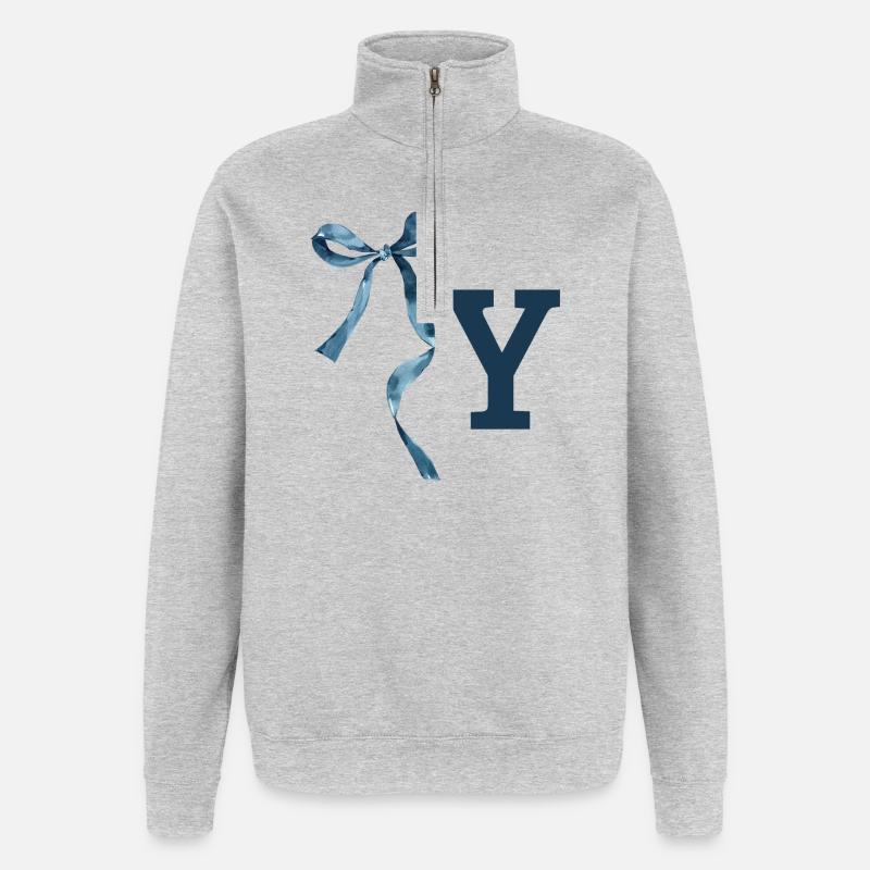 Monogram and gift idea - Quarter-Zip Sweatshirt - heather grey