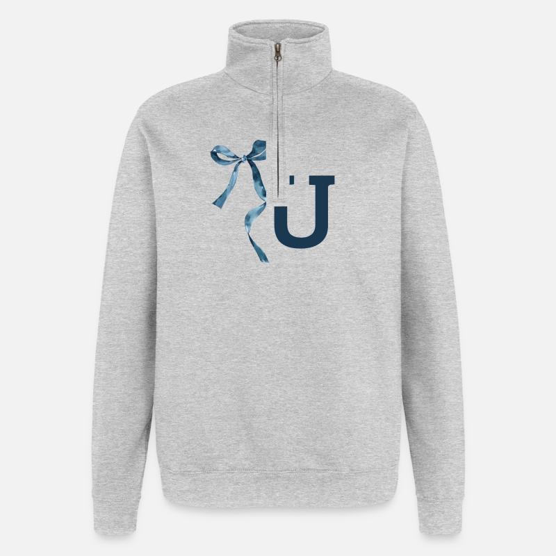 Monogram U Gift Idea - Quarter-Zip Sweatshirt - heather grey