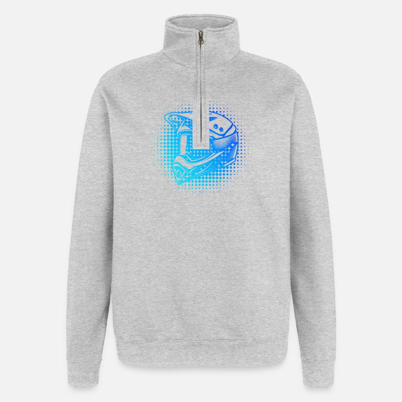 Conception numérique du casque de motocross - Sweat à zip 1/4 - gris chiné