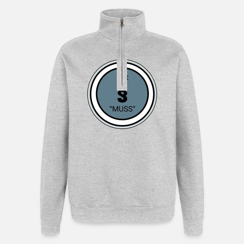 Design innovant avec citation et symboles - Sweat à zip 1/4 - gris chiné