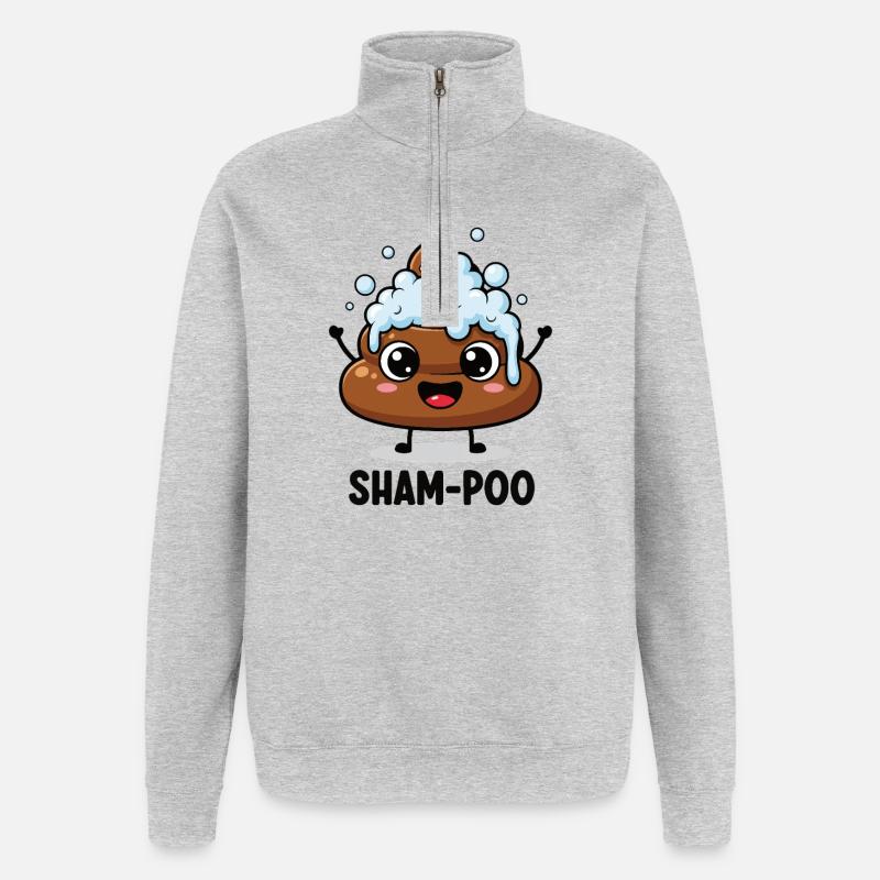 Fête du caca mousseux - Sweat à zip 1/4 - gris chiné