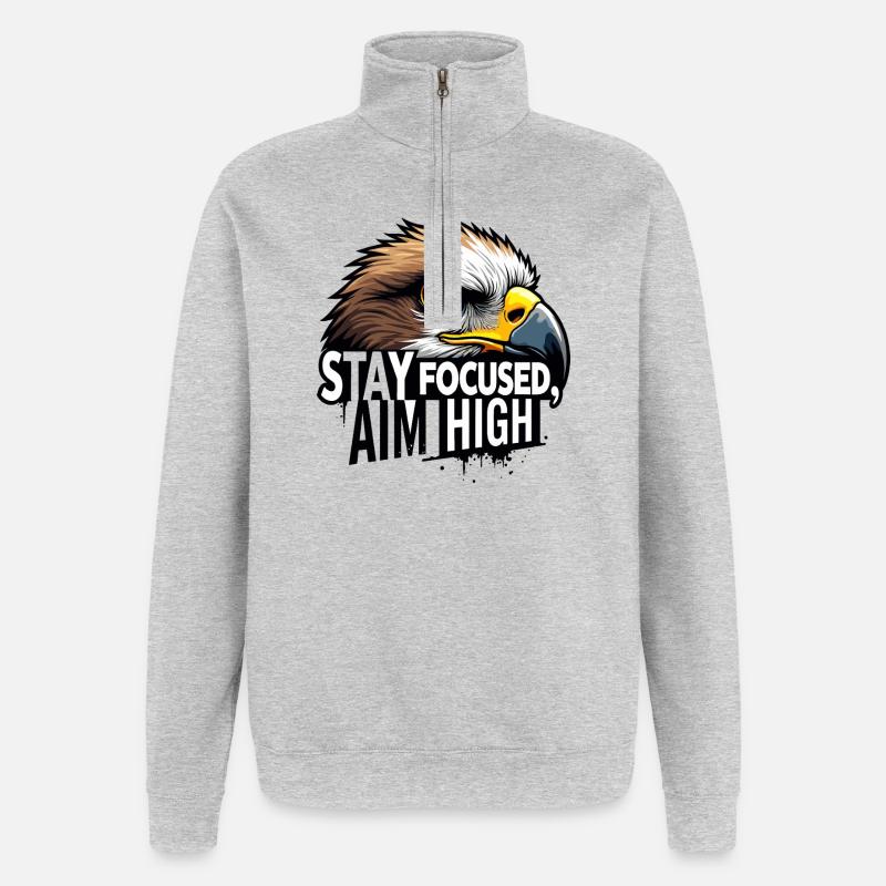 Eagle Focus Motivationsdesign - Quarter-Zip-Sweatshirt - Grau meliert