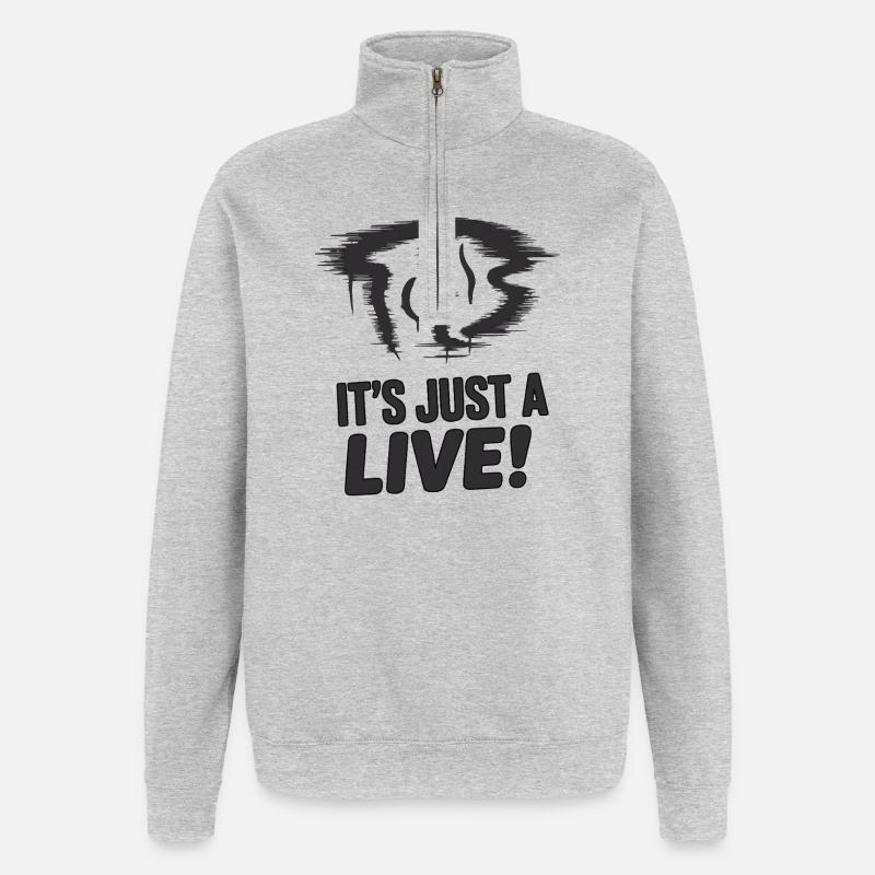 Vampire Bat Silhouette with Bold Slogan - Quarter-Zip Sweatshirt - heather grey