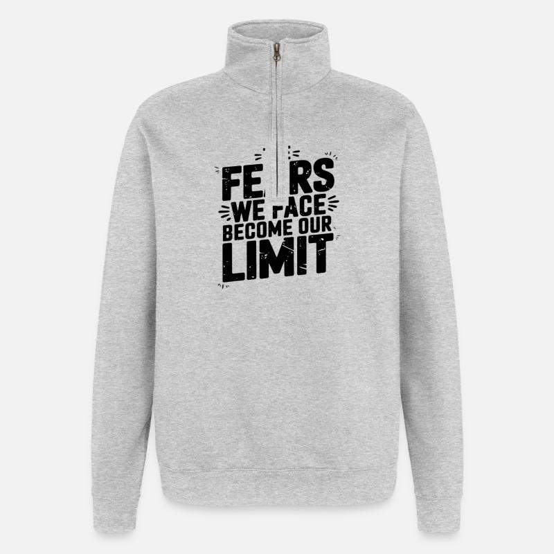 Angst wird zu unserem Limit Zitat-Design - Quarter-Zip-Sweatshirt - Grau meliert