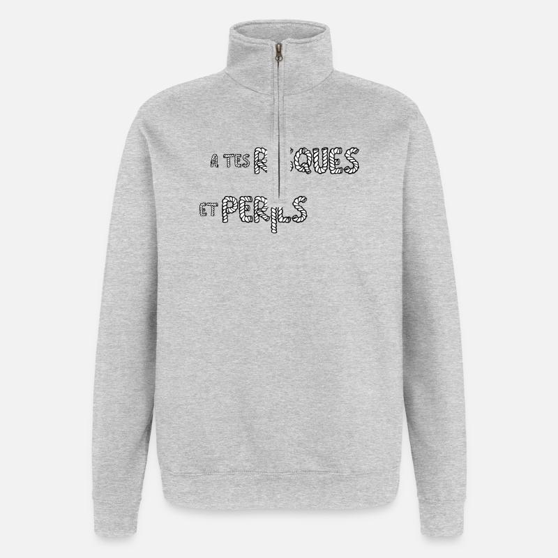 AUF EIGENE GEFAHR! - Quarter-Zip-Sweatshirt - Grau meliert
