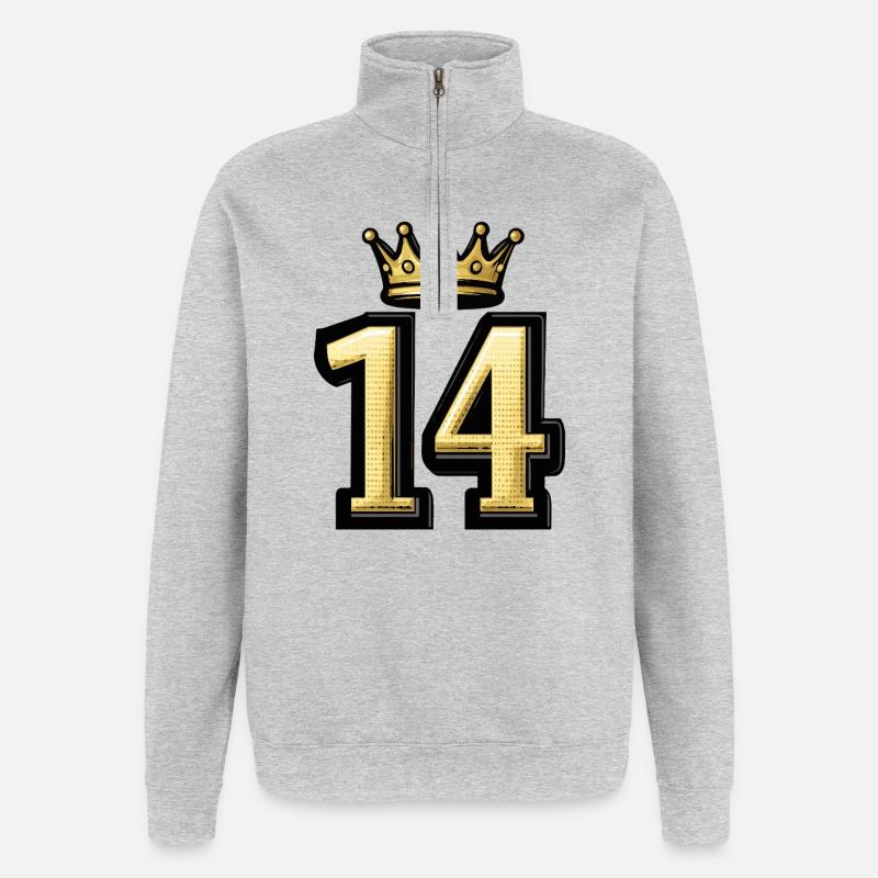14 Number Crown - Quarter-Zip Sweatshirt - heather grey