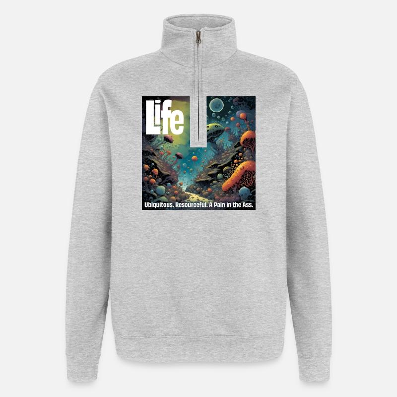 La vie, elle est partout - Sweat à zip 1/4 - gris chiné