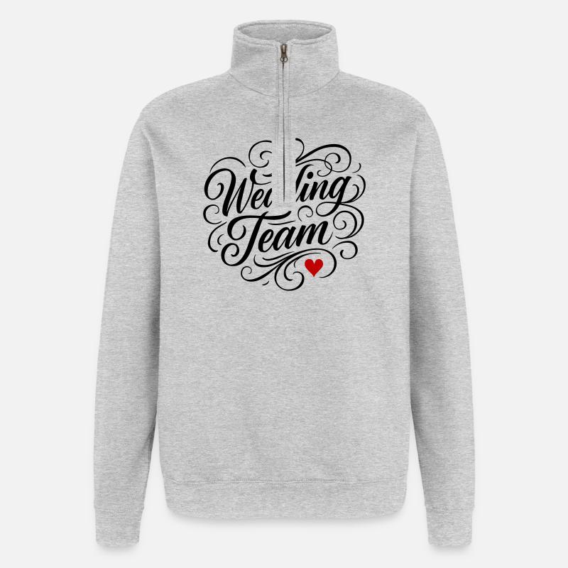 Bryllup Team Hjerte - Sweatshirt med 1/4 lynlås - grå meleret