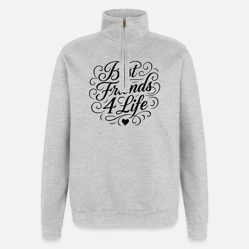 Beste Freunde Fürs Leben - Quarter-Zip-Sweatshirt - Grau meliert